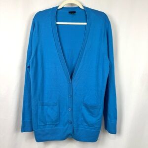 NEW Talbots Womens XL Casual Blue Knit Cardigan Sweater Button Up Pockets V-Neck